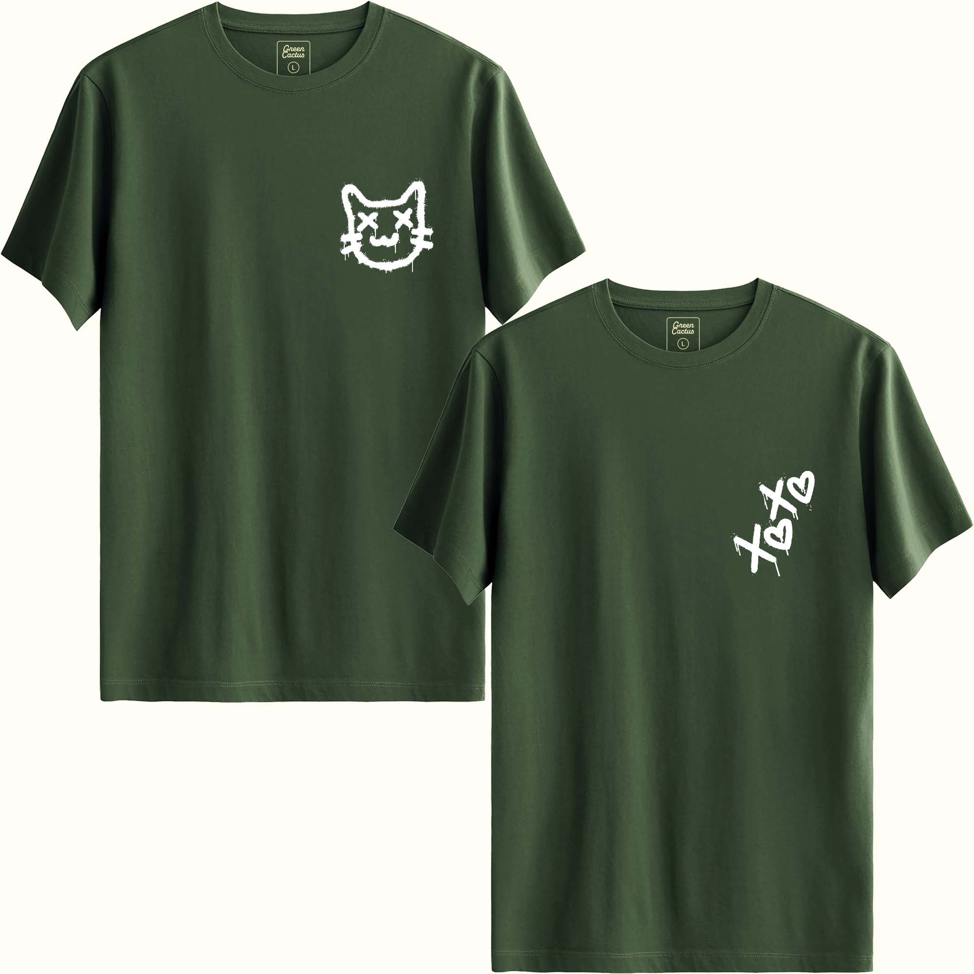 XoXo Tasarımlı Green Çift Kombinleri Regular T-Shirt