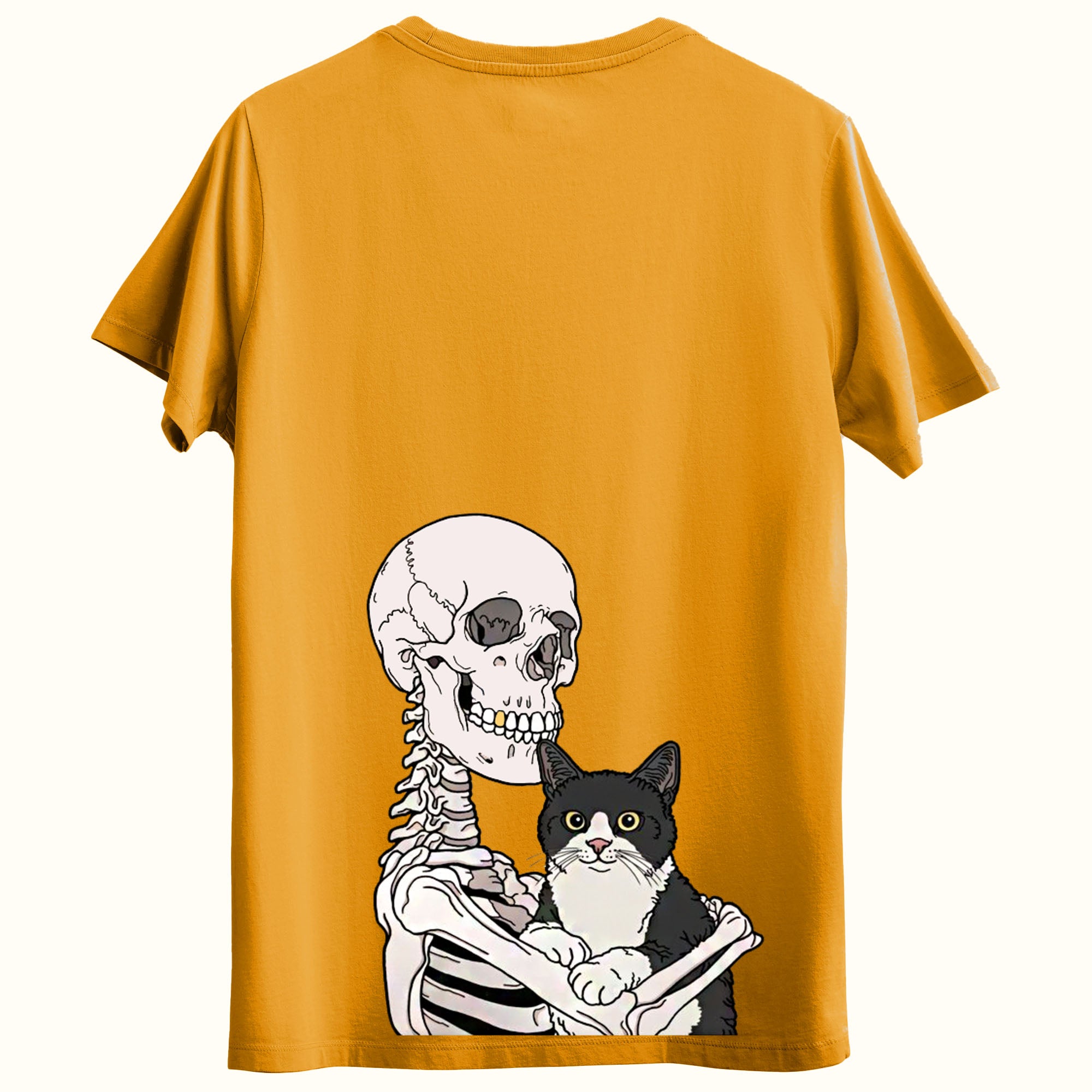 Kedi iskelet Tasarımlı Sırt baskılı Regular T-Shirt