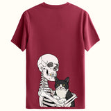 Kedi iskelet Tasarımlı Sırt baskılı Regular T-Shirt