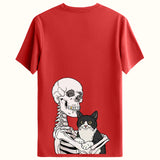 Kedi iskelet Tasarımlı Sırt baskılı Regular T-Shirt