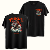 Ejderha ve Tokyo Yazılı Sırt Baskı Tasarımlı Regular T-Shirt