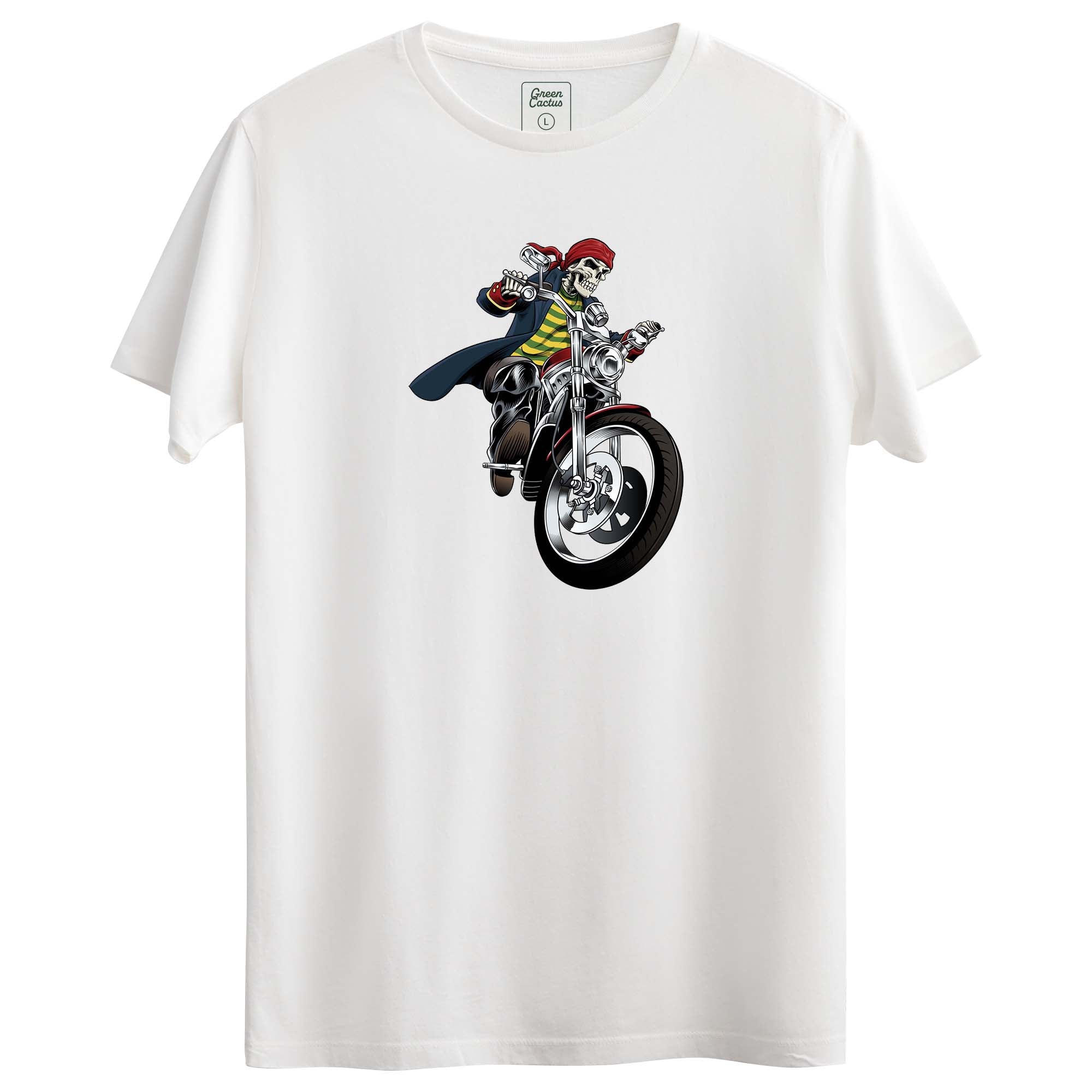 Motorcu Iskelet Tasarımlı Regular T-Shirt