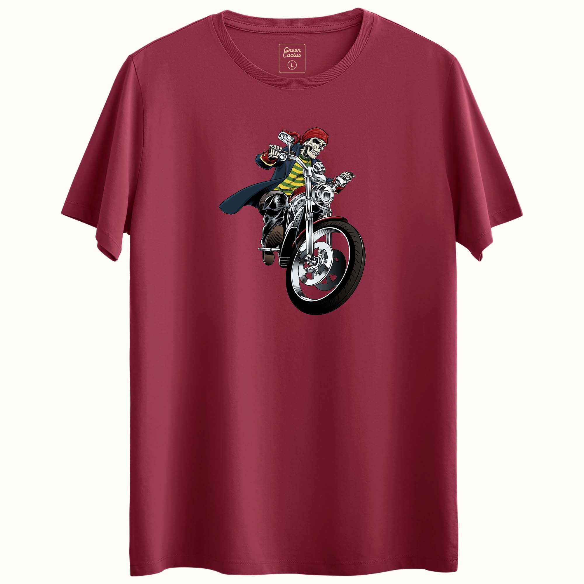 Motorcu Iskelet Tasarımlı Regular T-Shirt