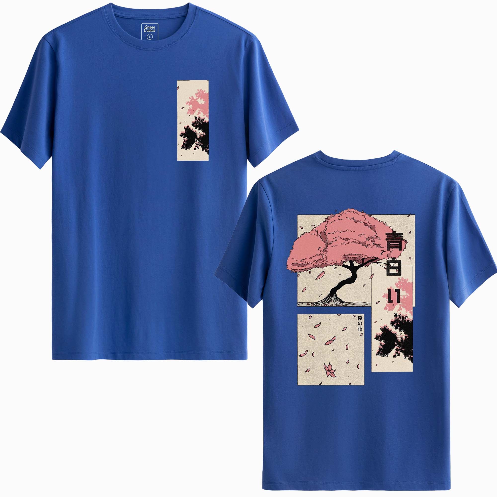 Pembe Ağaç Tasarımlı İki Taraflı Baskılı Regular T-Shirt