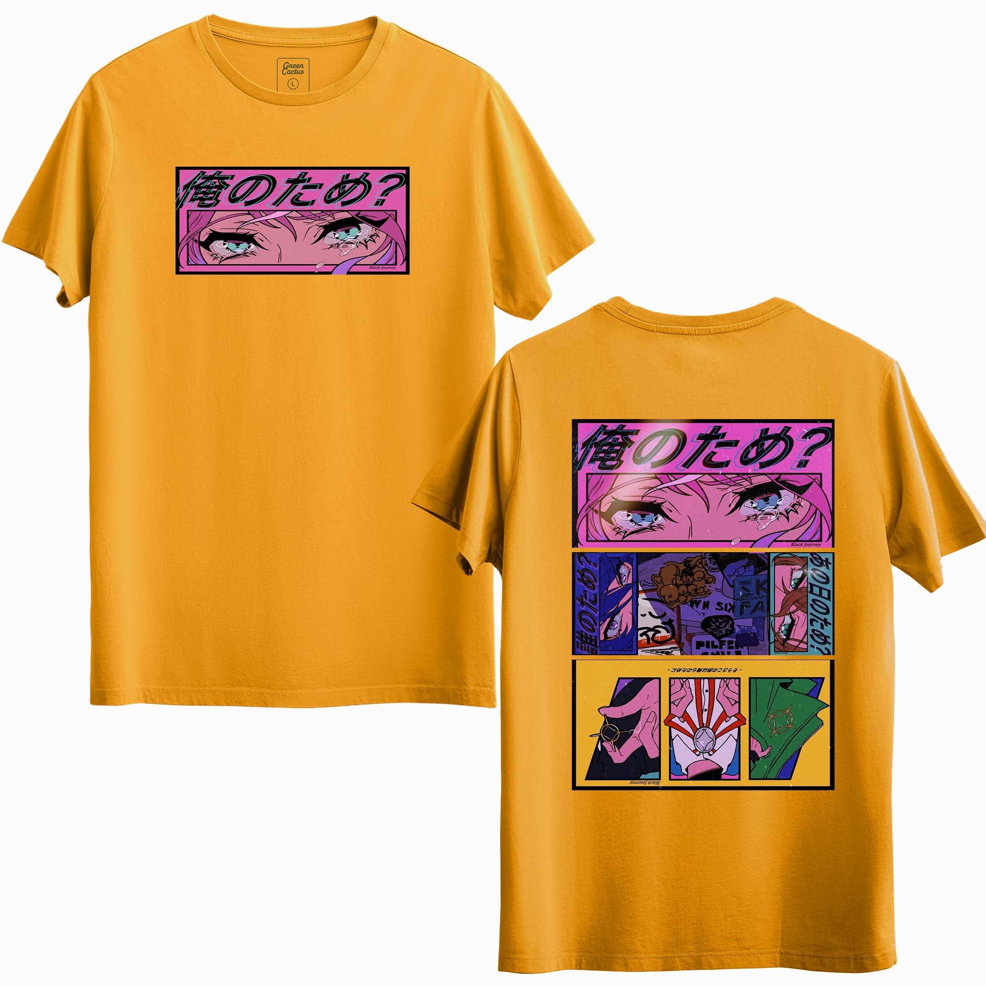 Anime Göz Tasarımlı İki Taraflı Baskılı Regular T-Shirt