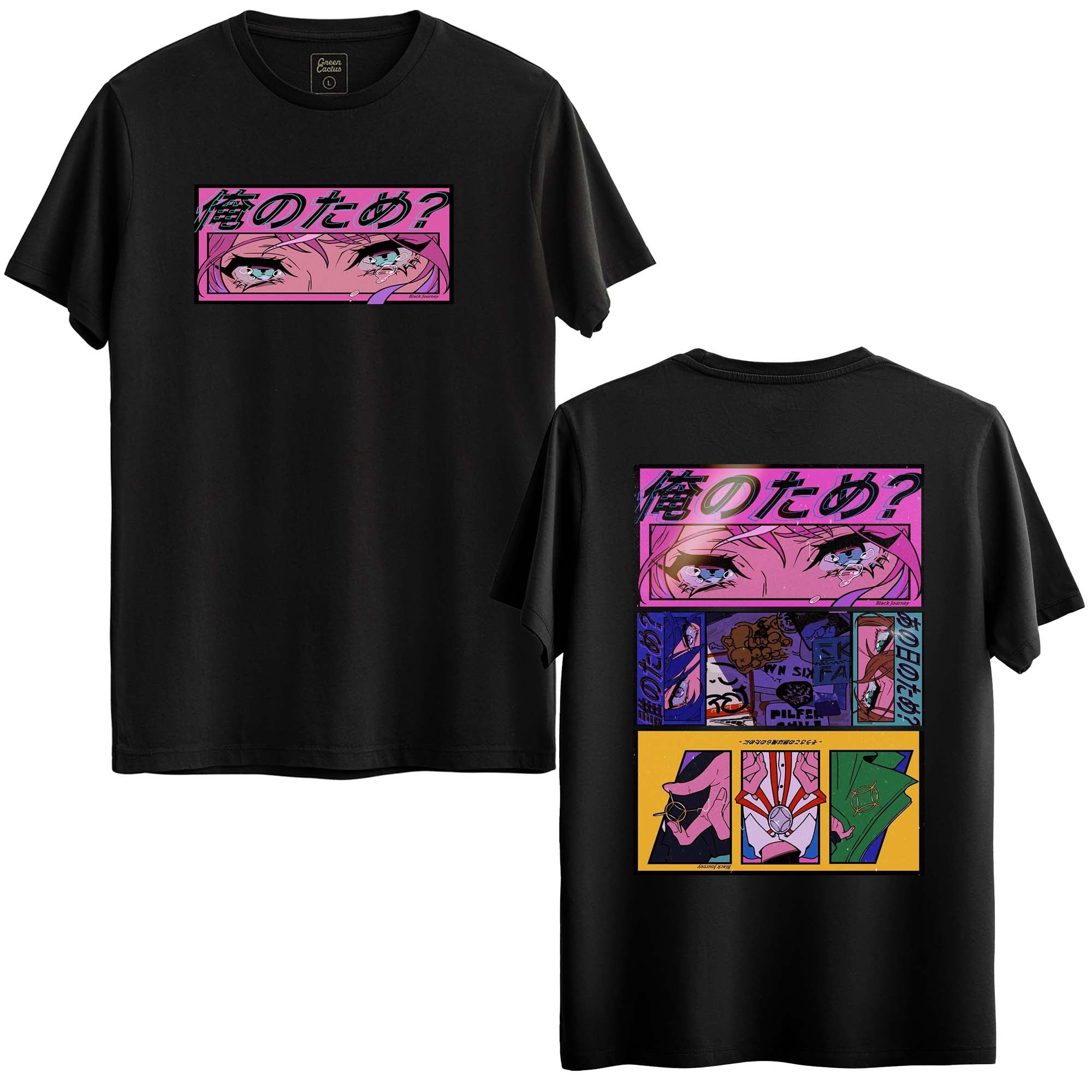 Anime Göz Tasarımlı İki Taraflı Baskılı Regular T-Shirt