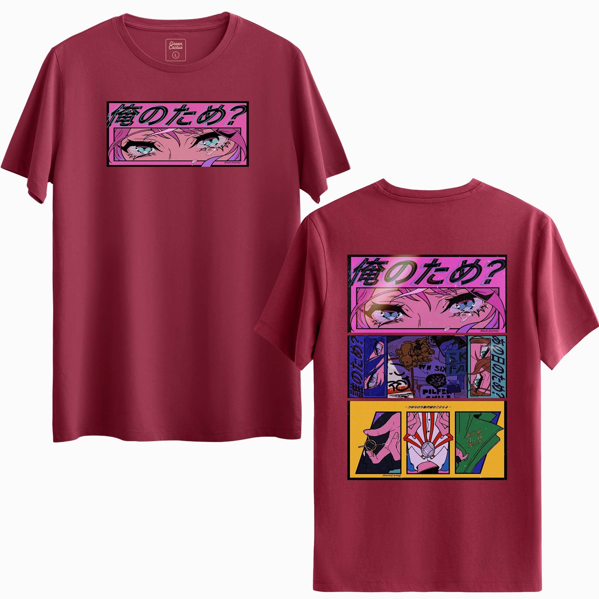 Anime Göz Tasarımlı İki Taraflı Baskılı Regular T-Shirt