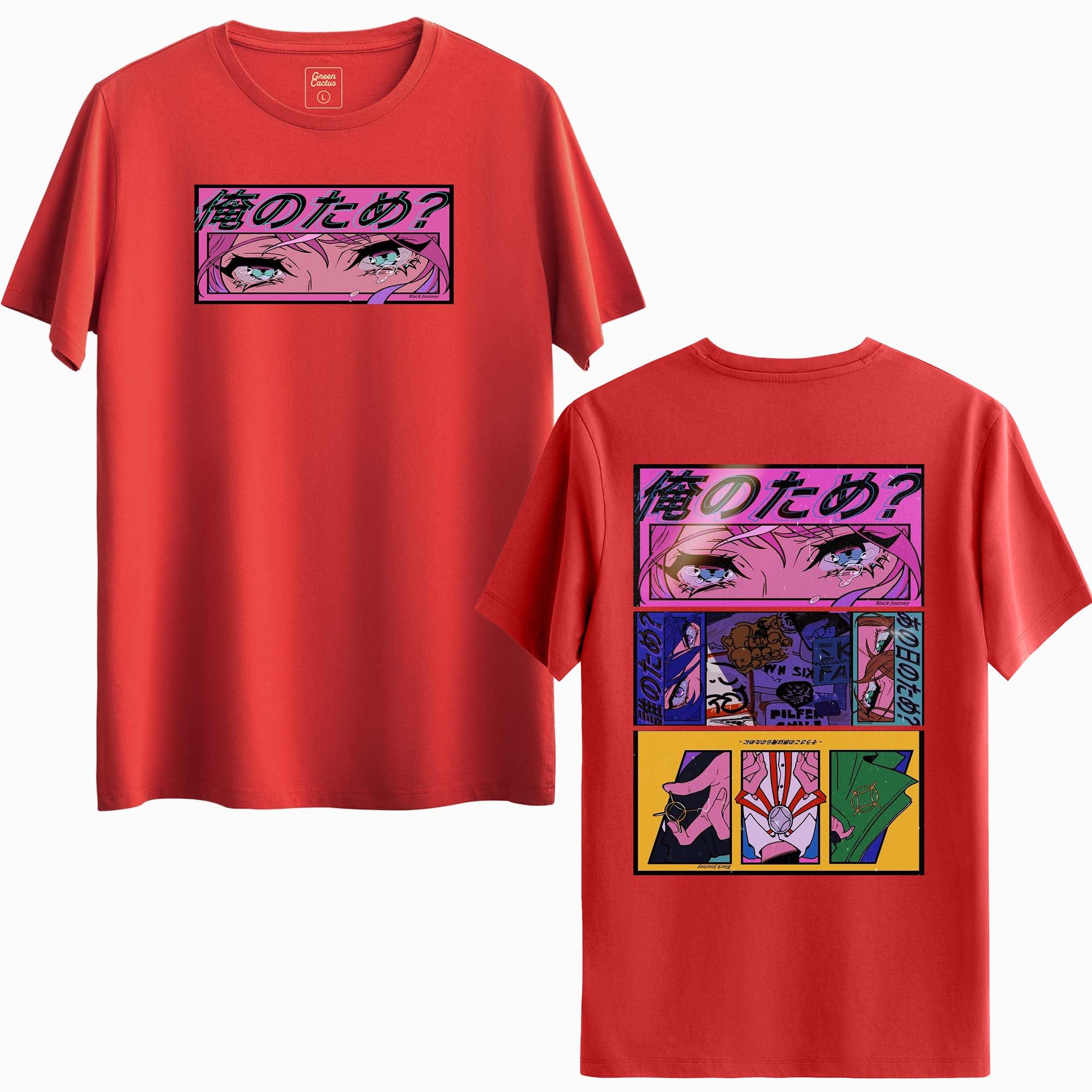 Anime Göz Tasarımlı İki Taraflı Baskılı Regular T-Shirt