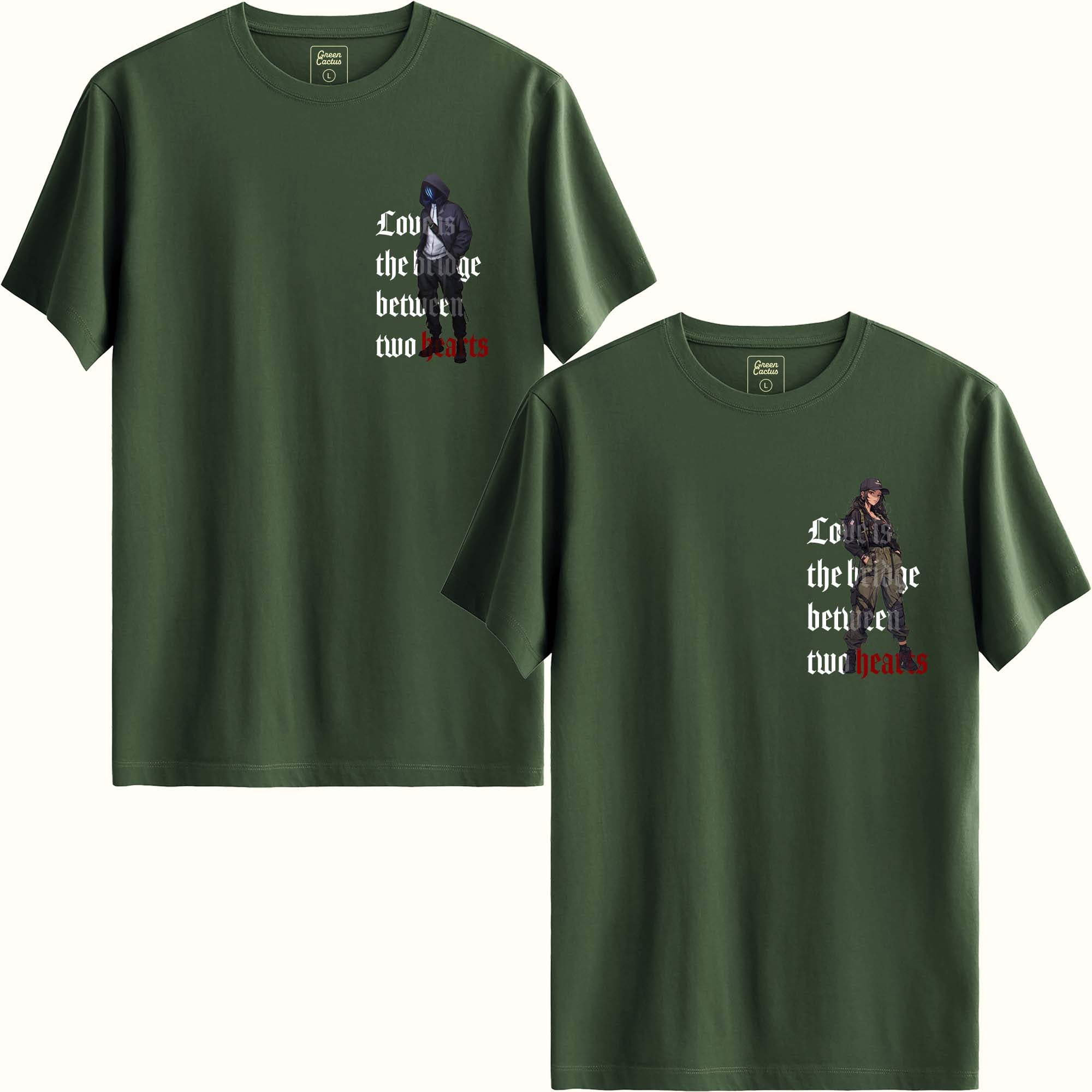 Love Tasarımlı Green Çift Kombinleri Regular T-Shirt