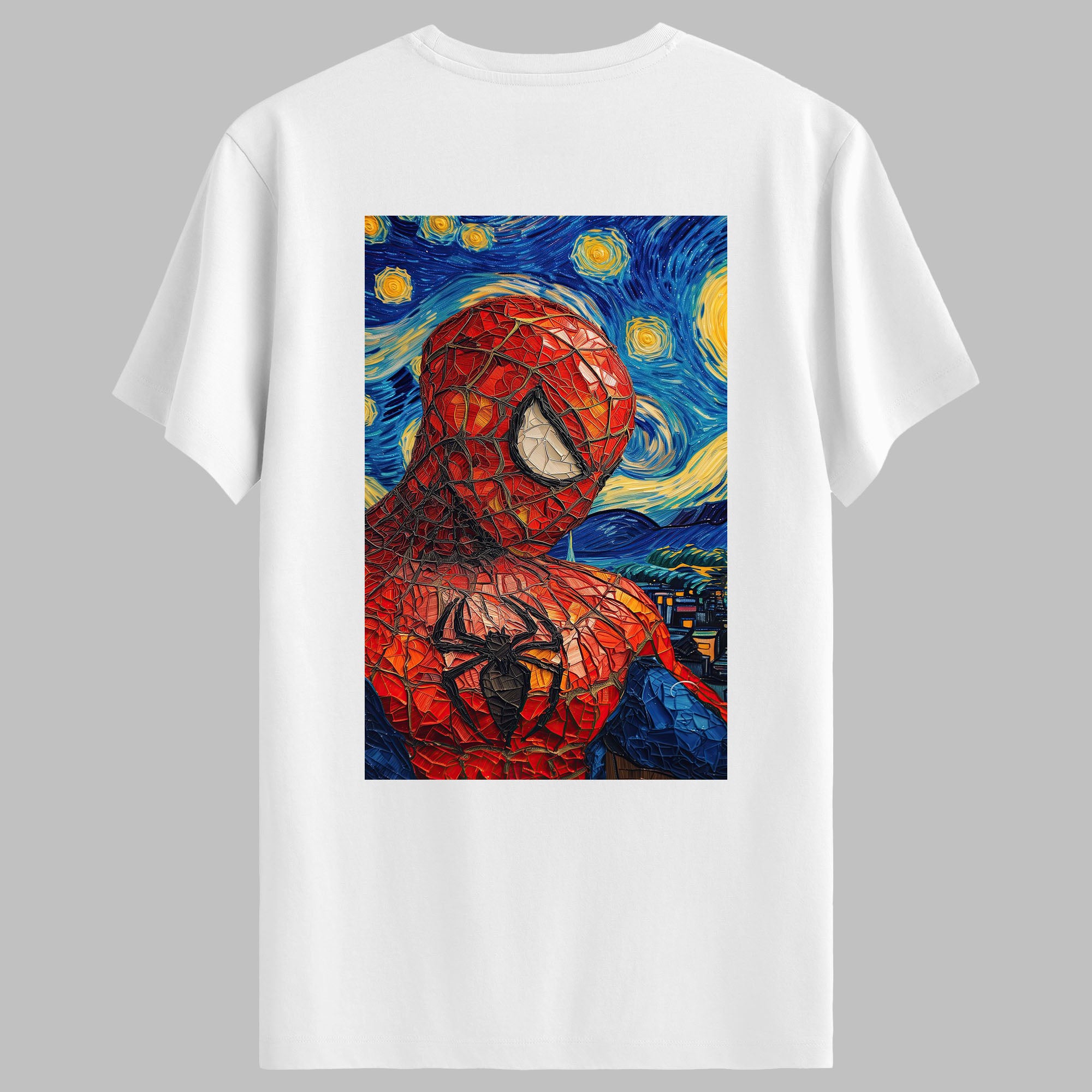 Spider Van Gogh Tasarımlı Sırt Baskılı Regular T-Shirt