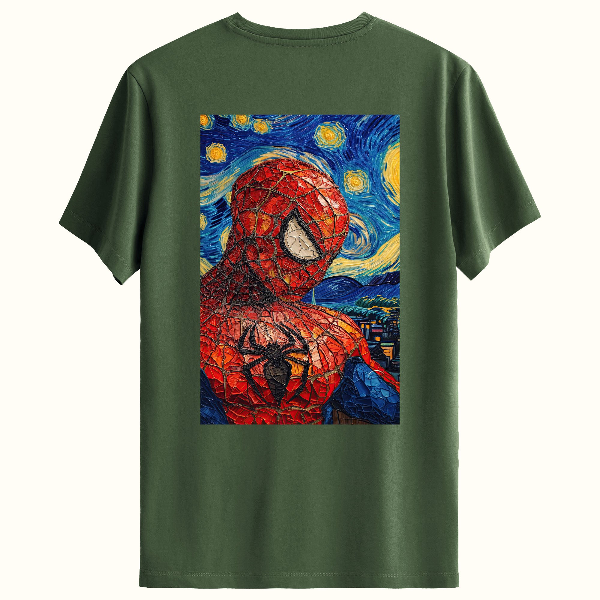 Spider Van Gogh Tasarımlı Sırt Baskılı Regular T-Shirt